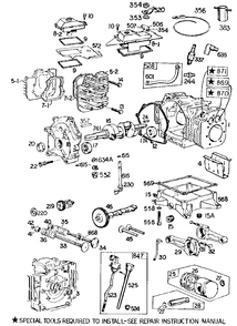 Cylinder,cylinder Heads,sump Diagram and Parts List for 421437-0019-XX  Briggs and Stratton Engine